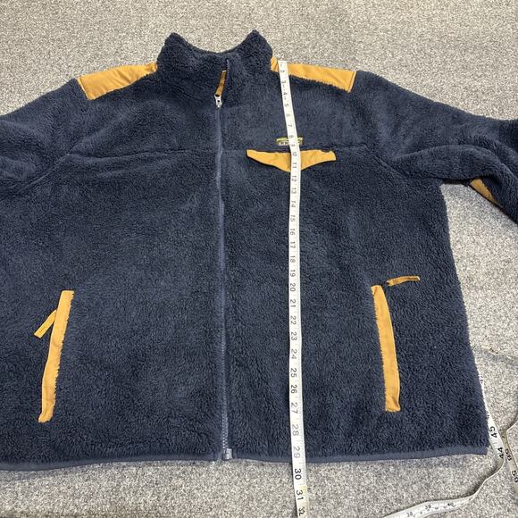 LL Bean Deep Pile Sherpa Fleece Full Zip Jacket Mens 2XL Navy Blue - Picture 5 of 7